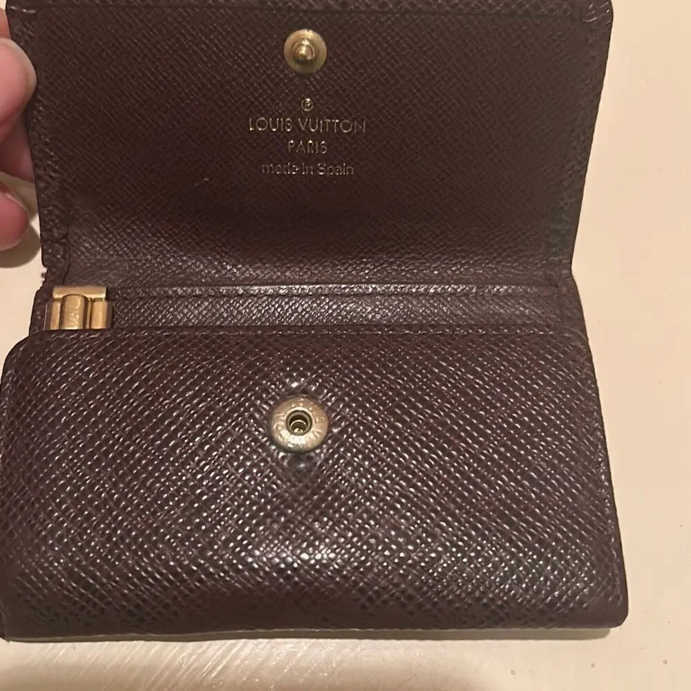 Louis Vuitton Taiga Key Holder Case Dark Brown Textured Leather Quiet Luxury